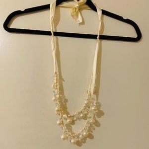 Charming Charlie's Long Pearl and Crystal Necklace
